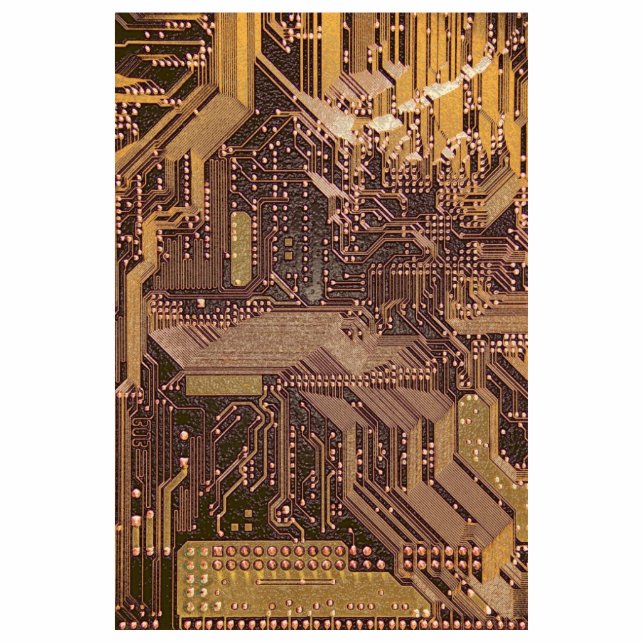 Gold Cyber Circuit Board Tech Art Electronics Fotoskulptur Magnet (Vorne)