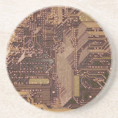 Gold Cyber Circuit Board Tech Art Electronics Getränkeuntersetzer (Vorne)