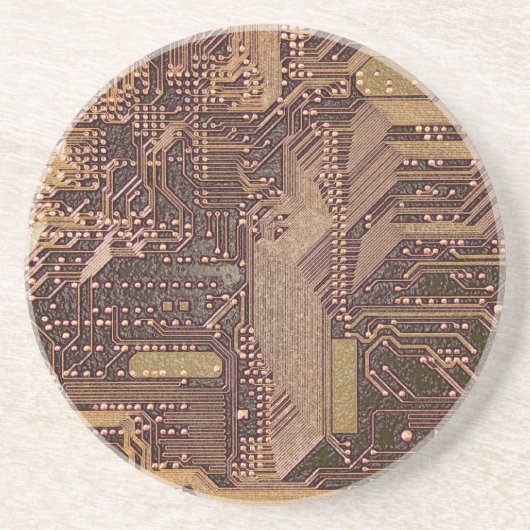 Gold Cyber Circuit Board Tech Art Electronics Getränkeuntersetzer (Vorne)