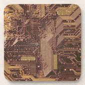 Gold Cyber Circuit Board Tech Art Electronics Getränkeuntersetzer (Vorderseite)