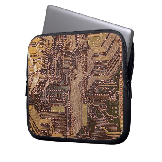 Gold Cyber Circuit Board Tech Art Electronics Laptopschutzhülle (Vorderseite Links)