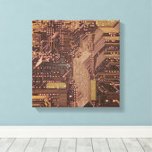 Gold Cyber Circuit Board Tech Art Electronics Leinwanddruck (Insitu (Holzboden))