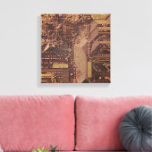 Gold Cyber Circuit Board Tech Art Electronics Leinwanddruck (Insitu (Wohnzimmer))
