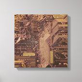Gold Cyber Circuit Board Tech Art Electronics Leinwanddruck (Vorderseite)