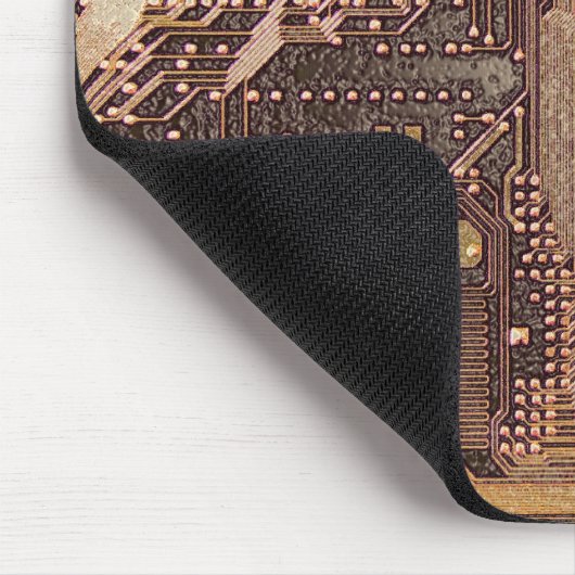 Gold Cyber Circuit Board Tech Art Electronics Mousepad (Ecke)