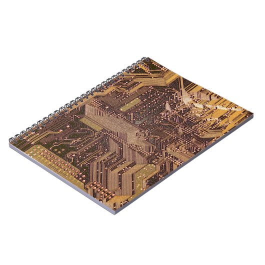 Gold Cyber Circuit Board Tech Art Electronics Notizblock (Linke Seite)