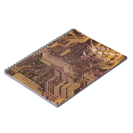 Gold Cyber Circuit Board Tech Art Electronics Notizblock (Linke Seite)