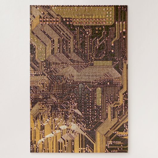 Gold Cyber Circuit Board Tech Art Electronics Puzzle (Vertikal)