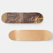 Gold Cyber Circuit Board Tech Art Electronics Skateboard (Horizontal)
