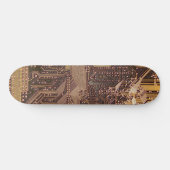 Gold Cyber Circuit Board Tech Art Electronics Skateboard (Horizontal)