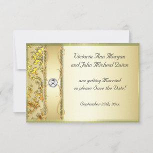 Gold D1 auf Golddamast-Save the Date Karte