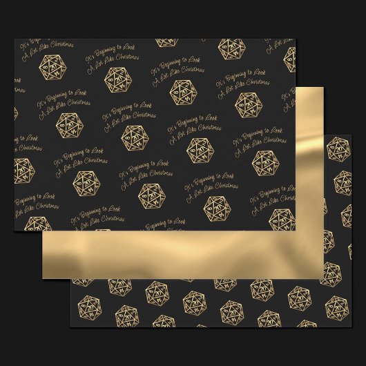 Gold-D20-Kriterien | Tabletop Role Player Dice Geschenkpapier Set