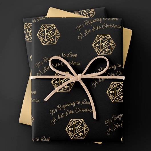 Gold-D20-Kriterien | Tabletop Role Player Dice Geschenkpapier Set