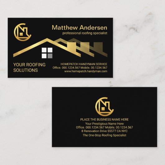 Gold Dach Dachdecker Gebäude Builder Visitenkarte (Vorne/Hinten)