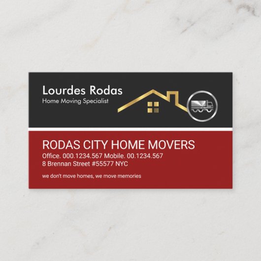 Gold Dach Gebäude Silver Truck Moving Visitenkarte (Vorderseite)