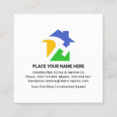 Gold Dach Gebäude Zuhause Reparaturen Quadratische Visitenkarte (Rückseite)