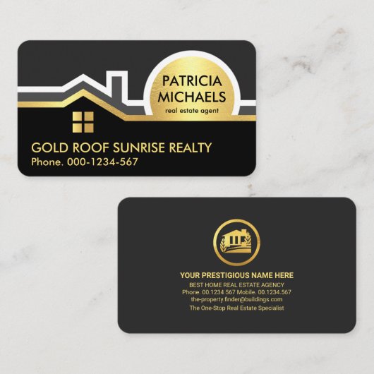 Gold Dach Sunrise Border Realty Visitenkarte (Vorne/Hinten)