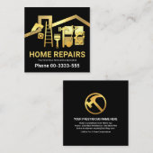 Gold Dachrahmen Goldene Handyman Tools Quadratische Visitenkarte (Vorne/Hinten)