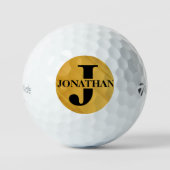 Gold Dad Initial Letter Name Typography Design Golfball (Vorderseite)