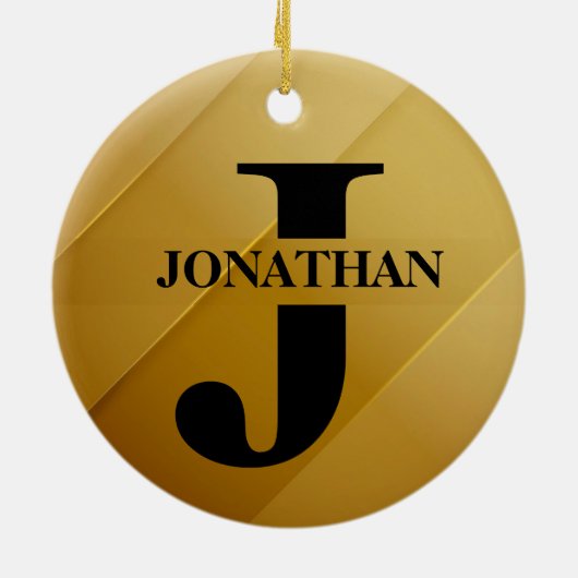 Gold Dad Initial Name Appreciation Design Keramik Ornament (Hinten)