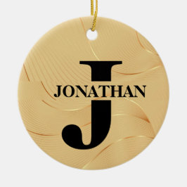 Gold Dad Initial Name Appreciation Design Keramik Ornament