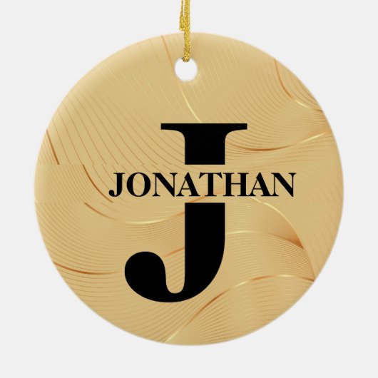 Gold Dad Initial Name Appreciation Design Keramik Ornament (Hinten)