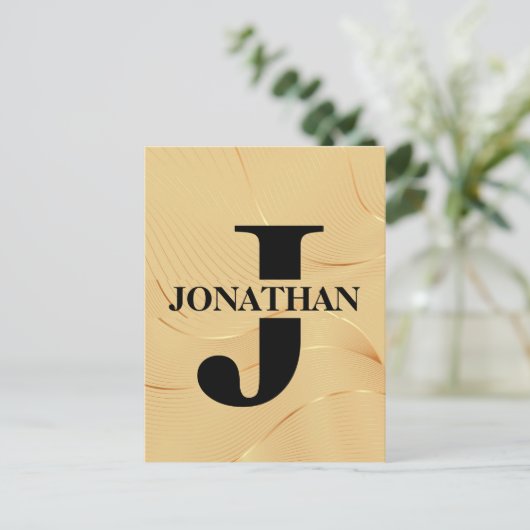 Gold Dad Initial Name Appreciation Design Postkarte (Stehend Vorderseite)