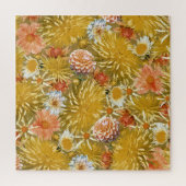 Gold Dahlia Blume, Vintages Blumendesign. Puzzle (Vertikal)