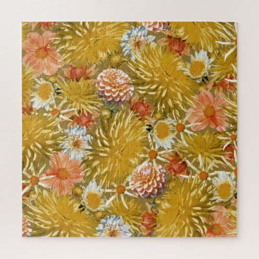 Gold Dahlia Blume, Vintages Blumendesign. Puzzle (Vertikal)