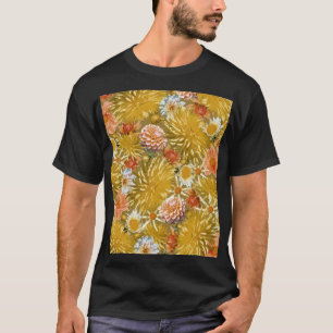 Gold Dahlia Blume, Vintages Blumendesign. T-Shirt