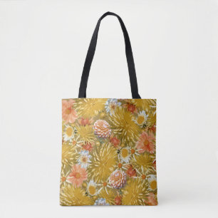 Gold Dahlia Blume, Vintages Blumendesign. Tasche