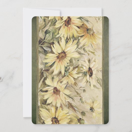 Gold Daisies auf Sage Wedding Einladungen (Rückseite)