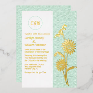 Gold Daisies Mit Monogramm Einladung zum Hochzeits