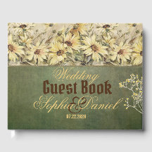 Gold Daisies mit Sage Wedding Gästebuch