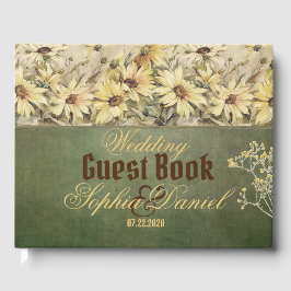 Gold Daisies mit Sage Wedding Gästebuch