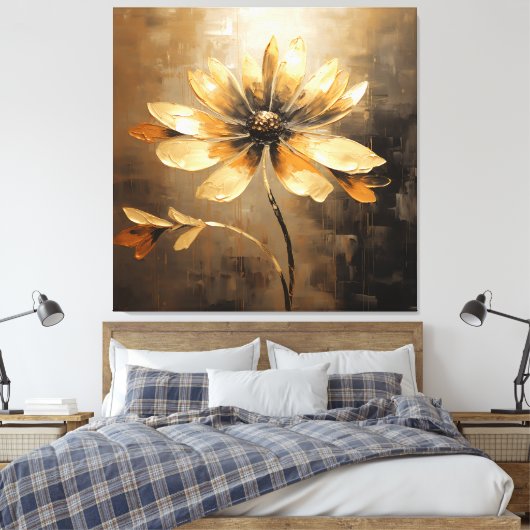 Gold Daisy Leinwanddruck (Insitu (Schlafzimmer))