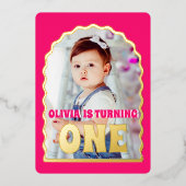 Gold Daisy ONE Foto Folieneinladung (Vorderseite)