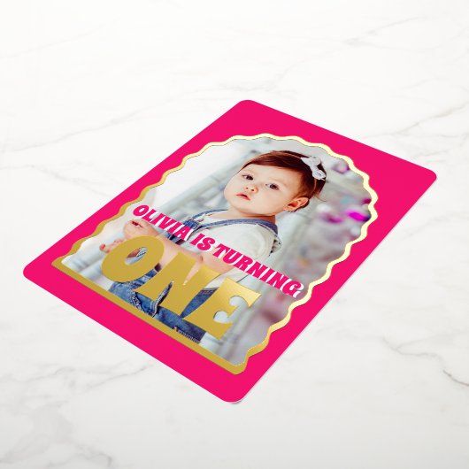 Gold Daisy ONE Foto Folieneinladung (Gedreht)