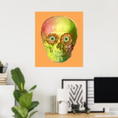 Gold Daisy Skull Poster (Heimbüro)