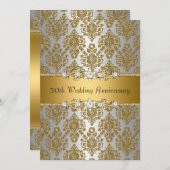 Gold Damask 50. Hochzeitstag - Einladung (Vorne/Hinten)