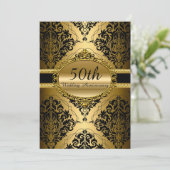 Gold Damask 50. Hochzeitstag - Einladung (Stehend Vorderseite)
