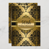 Gold Damask 50. Hochzeitstag - Einladung (Vorne/Hinten)