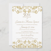 Gold Damask 50 Jahre Einladung (Vorderseite)