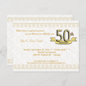 Gold Damask 50 Jahre Jubiläumsfeier Einladung (Vorne/Hinten)