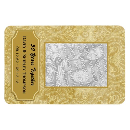 Gold Damask 50th Anniversary Foto Magnet (Horizontal)