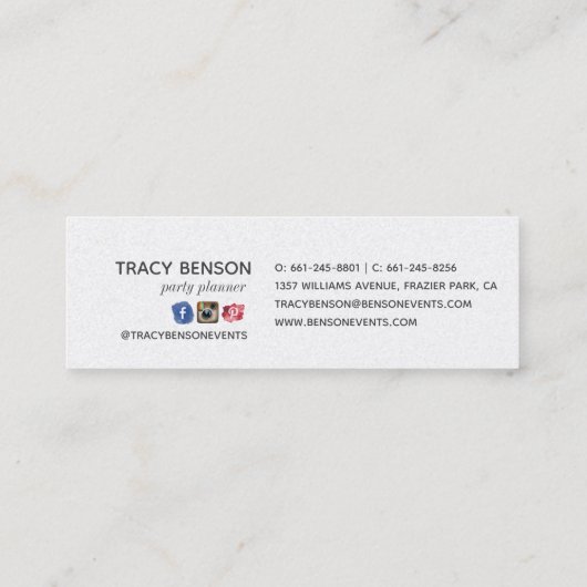 Gold Damask Ananas Mini Visitenkarte (Rückseite)