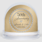 Gold Damask And Diamonds Wedding Anniversary Schneekugeln (Vorderseite)