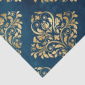 Gold Damask auf Blue Decoupage Seidenpapier (Detail)