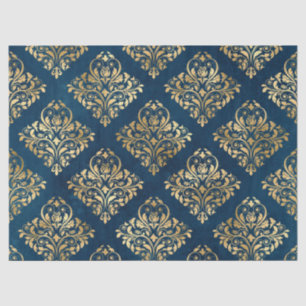 Gold Damask auf Blue Decoupage Seidenpapier