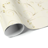 Gold Damask auf weißem Gold | Hochzeit Geschenkpapier (Rolleneckpunkt)